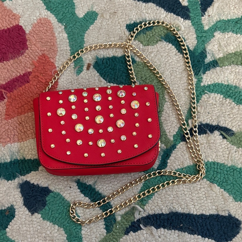 Juicy Couture Red Studded Crossbody with Gold Chain